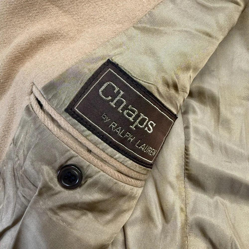 Vintage Chaps Ralph Lauren Blazer Mens 42R Beige Tan Scottish Camel Hair Jacket
